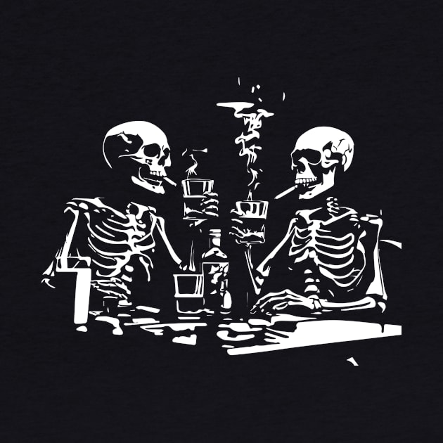 skeletons smoking by lkn